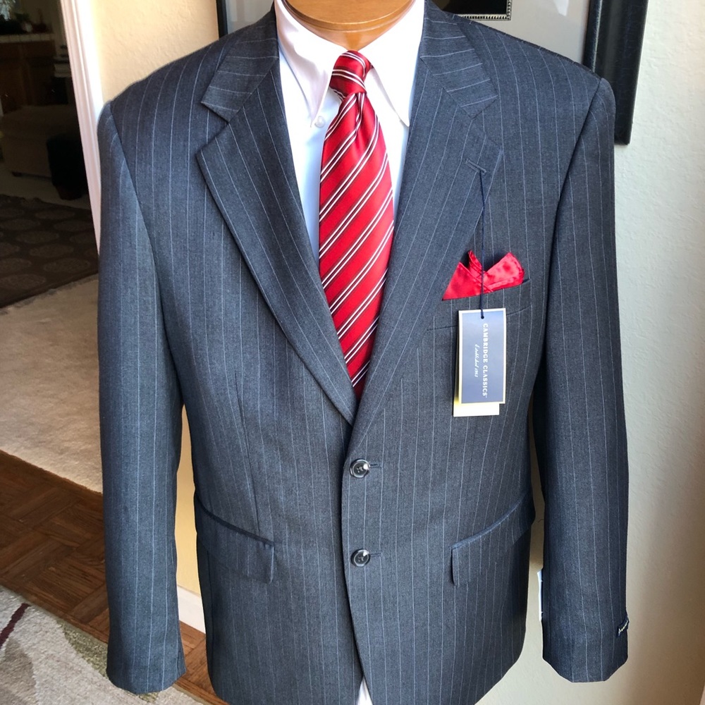 NEW Cambridge Classics 2 Pc Charcoal Pinstripe 40R - Picture 6 of 16